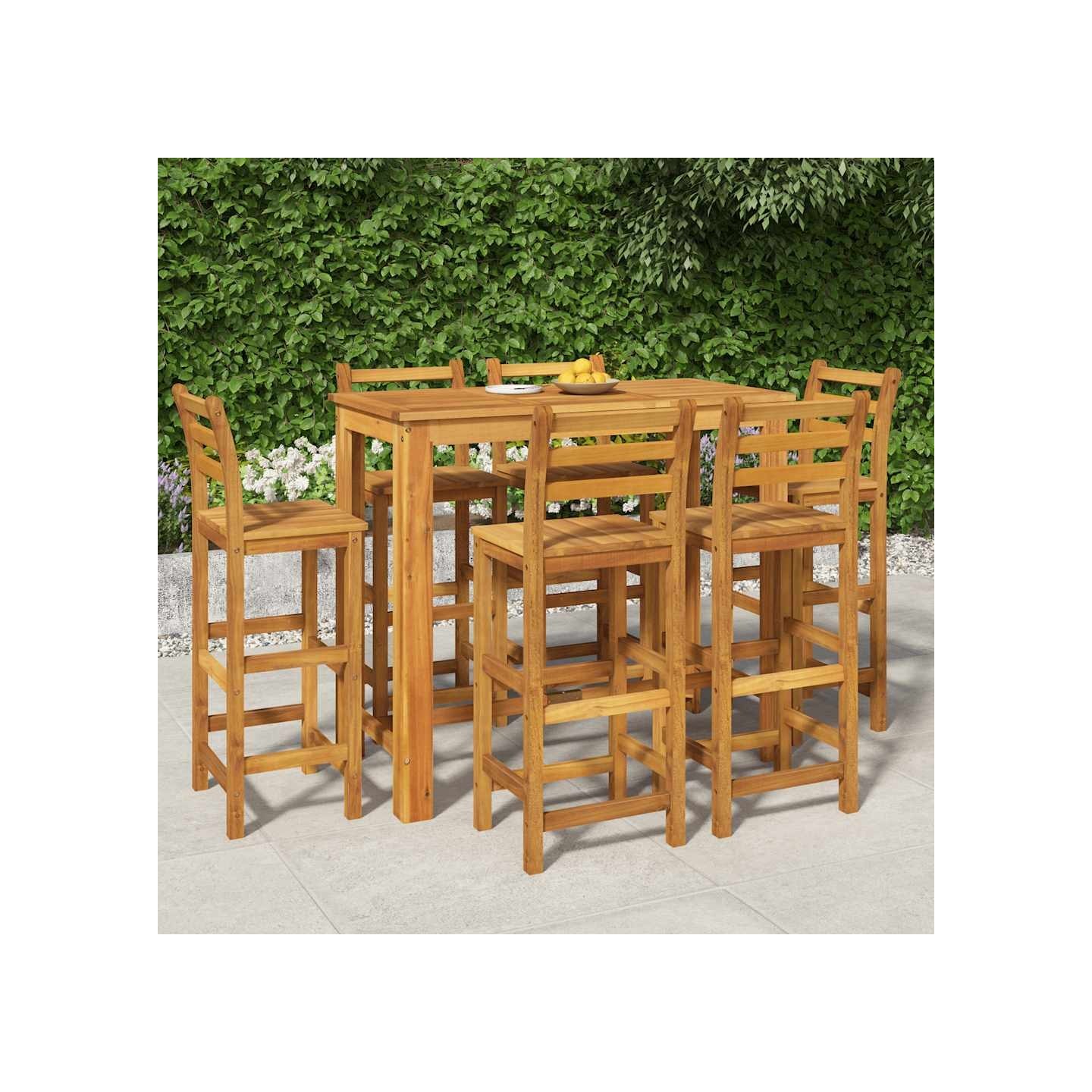 Ensemble de bar de jardin 7 pcs bois d'acacia solide