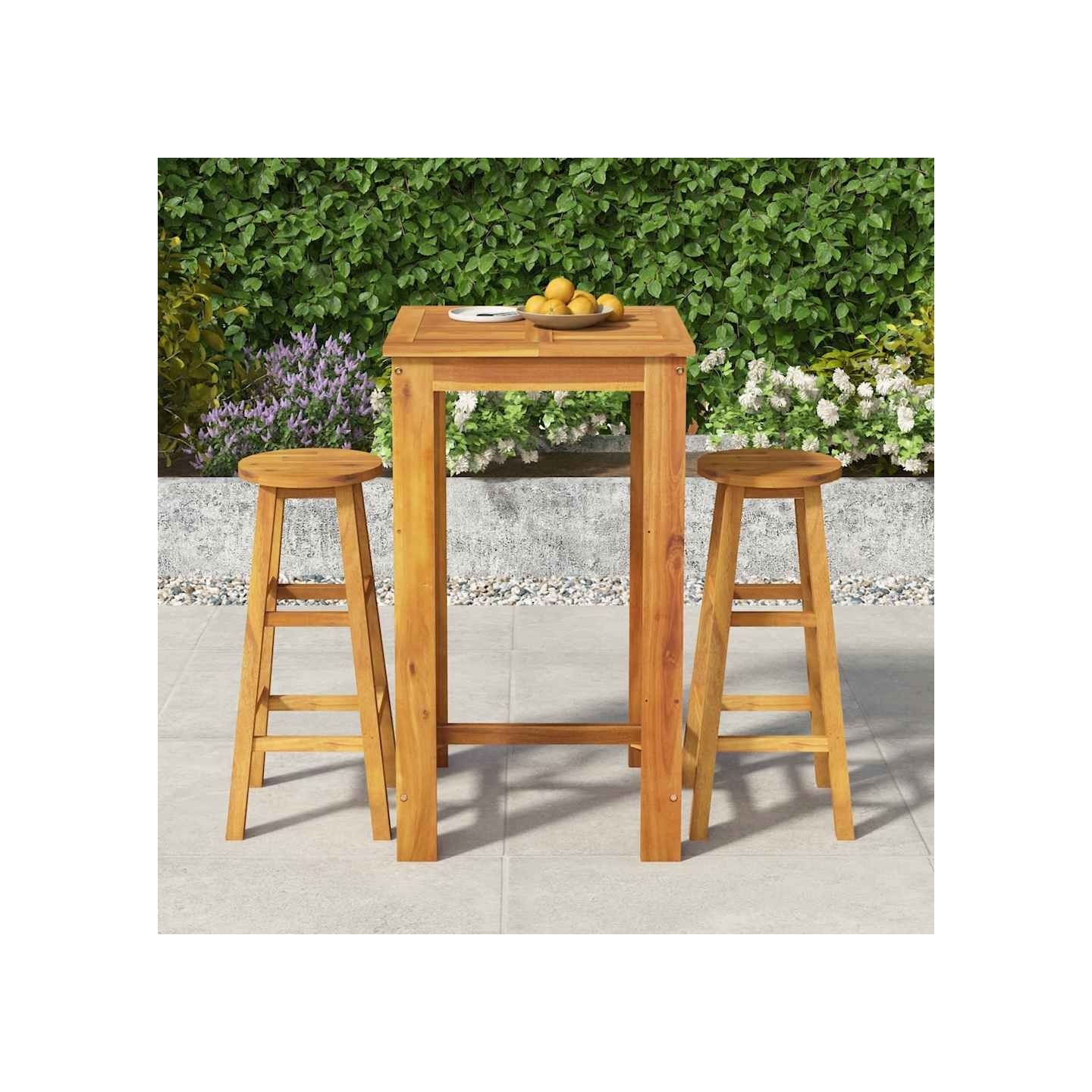 Ensemble de bar de jardin 3 pcs bois d'acacia solide