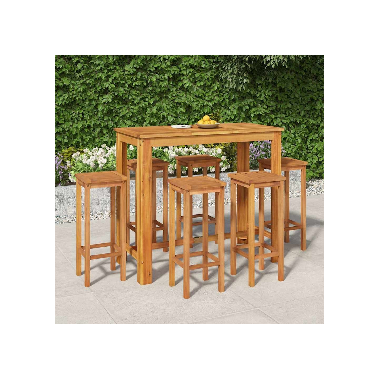Ensemble de bar de jardin 7 pcs bois d'acacia solide