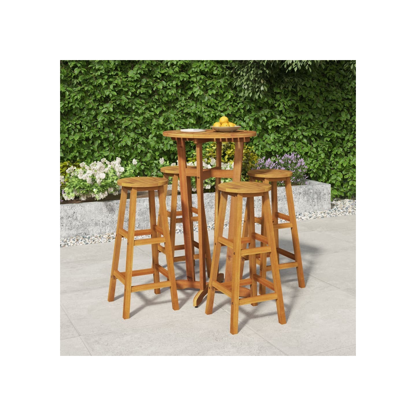 Ensemble de bar de jardin 5 pcs bois d'acacia solide
