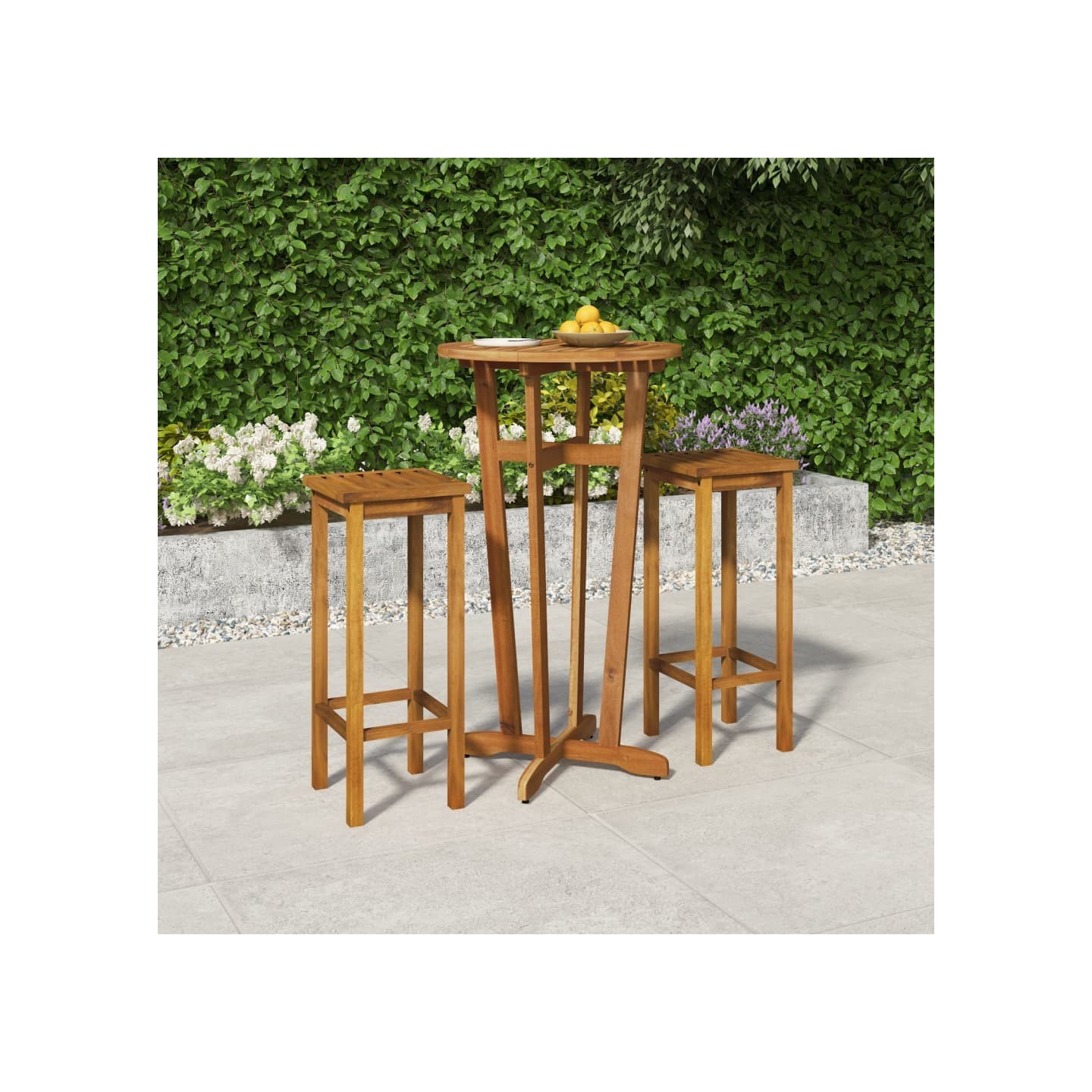 Ensemble de bar de jardin 3 pcs bois d'acacia solide