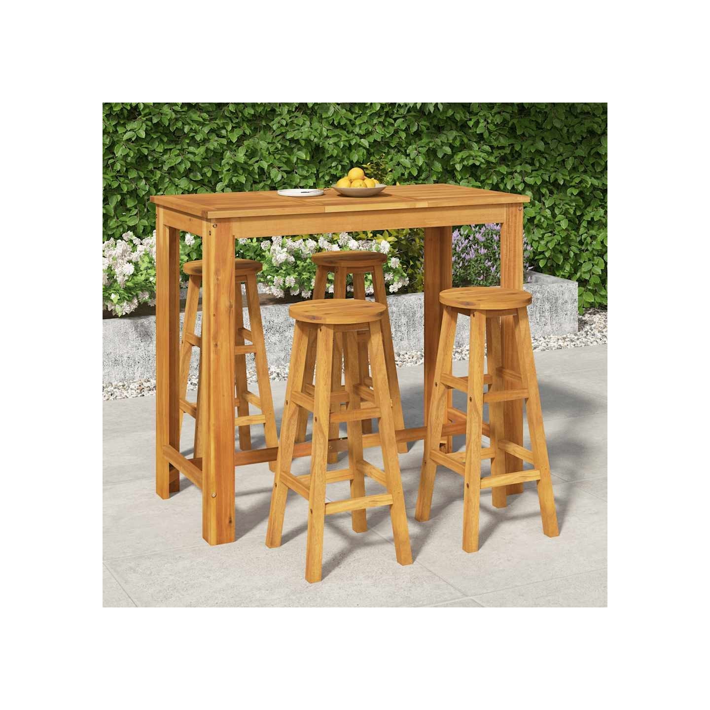 Ensemble de bar de jardin 5 pcs bois d'acacia solide