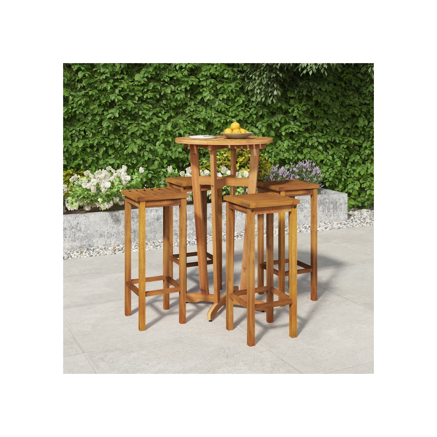 Ensemble de bar de jardin 5 pcs bois d'acacia solide