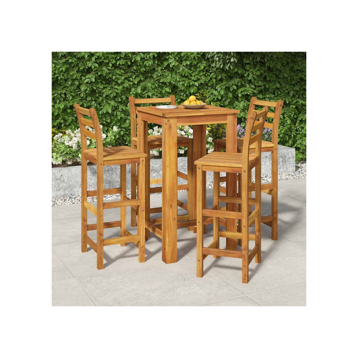Ensemble de bar de jardin 5 pcs bois d'acacia solide