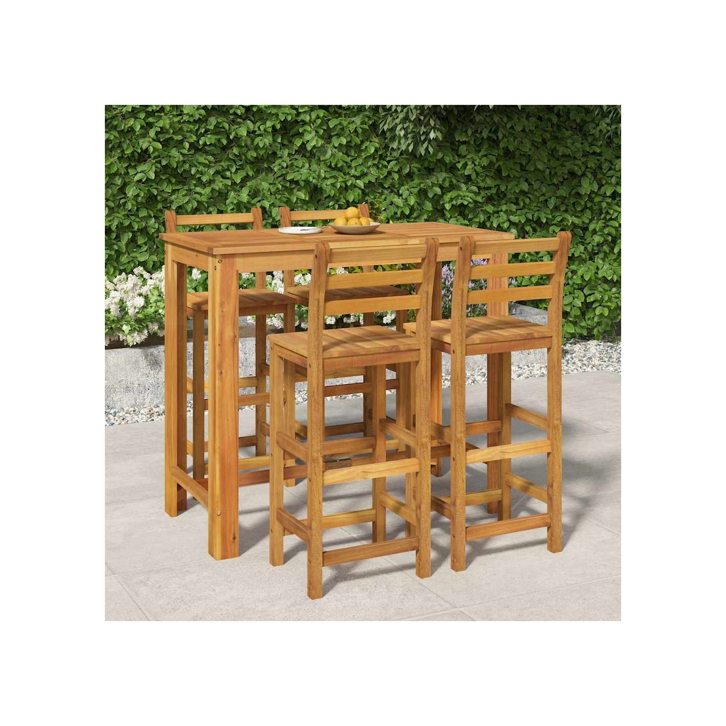 Ensemble de bar de jardin 5 pcs bois d'acacia solide