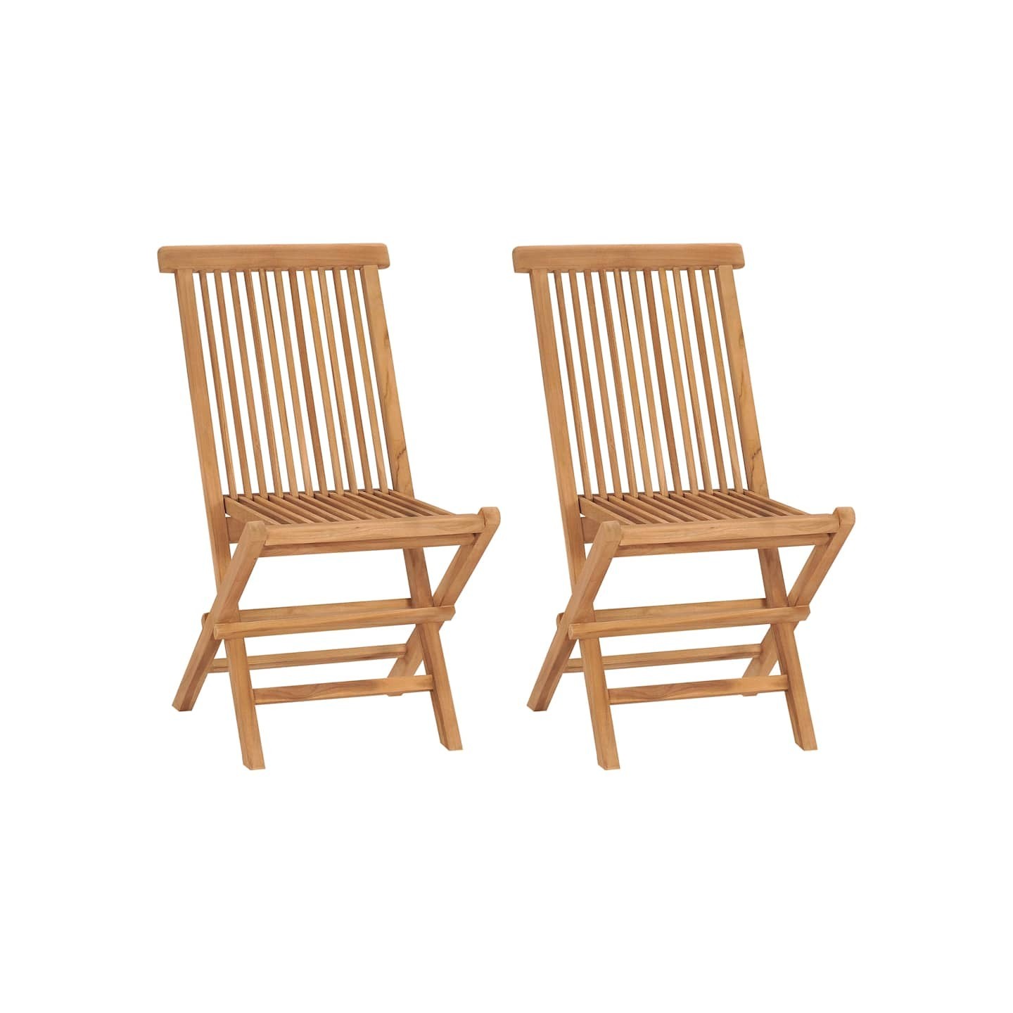 Chaises pliantes 2 pièces en bois de teck massif