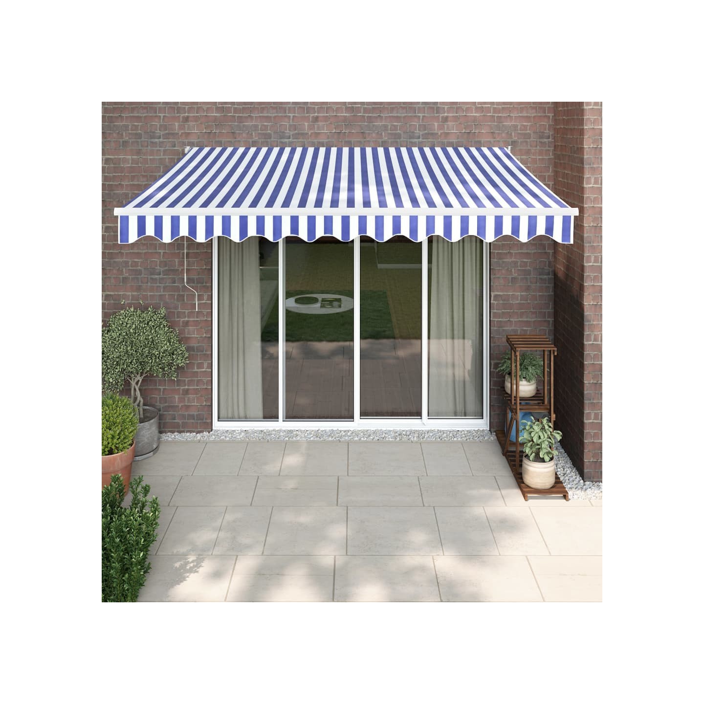 Auvent rétractable bleu et blanc 3x2,5 m tissu et aluminium