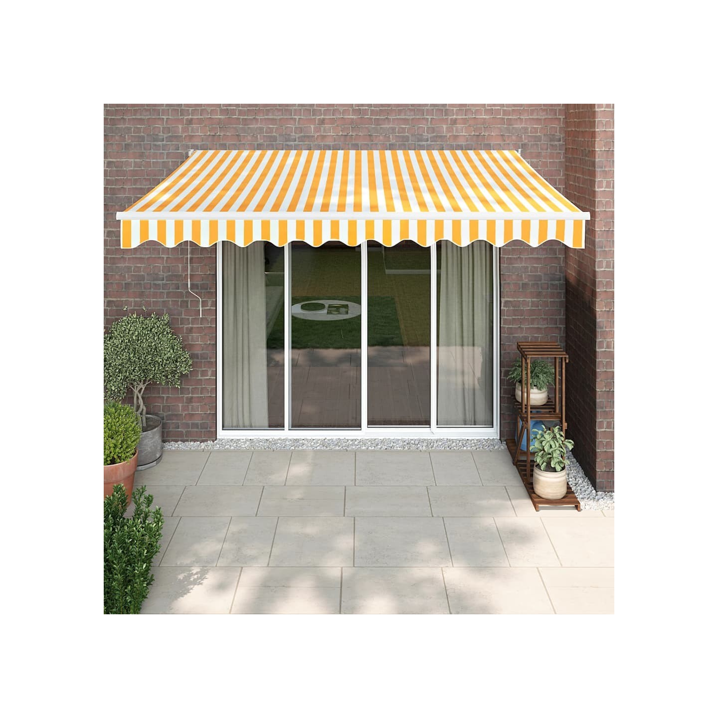 Auvent rétractable jaune et blanc 3x2,5 m tissu et aluminium
