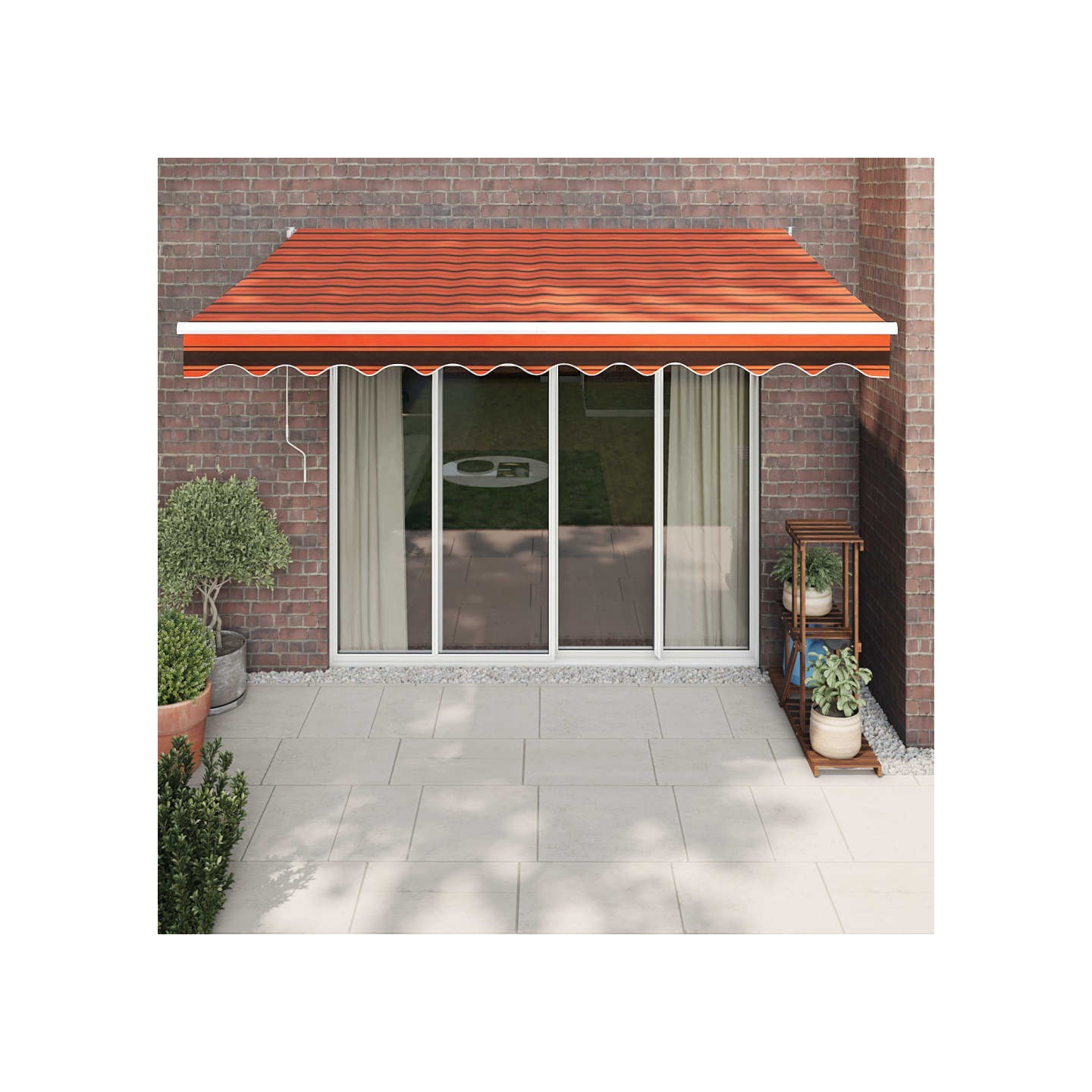 Auvent rétractable orange et marron 3,5x2,5m tissu et aluminium