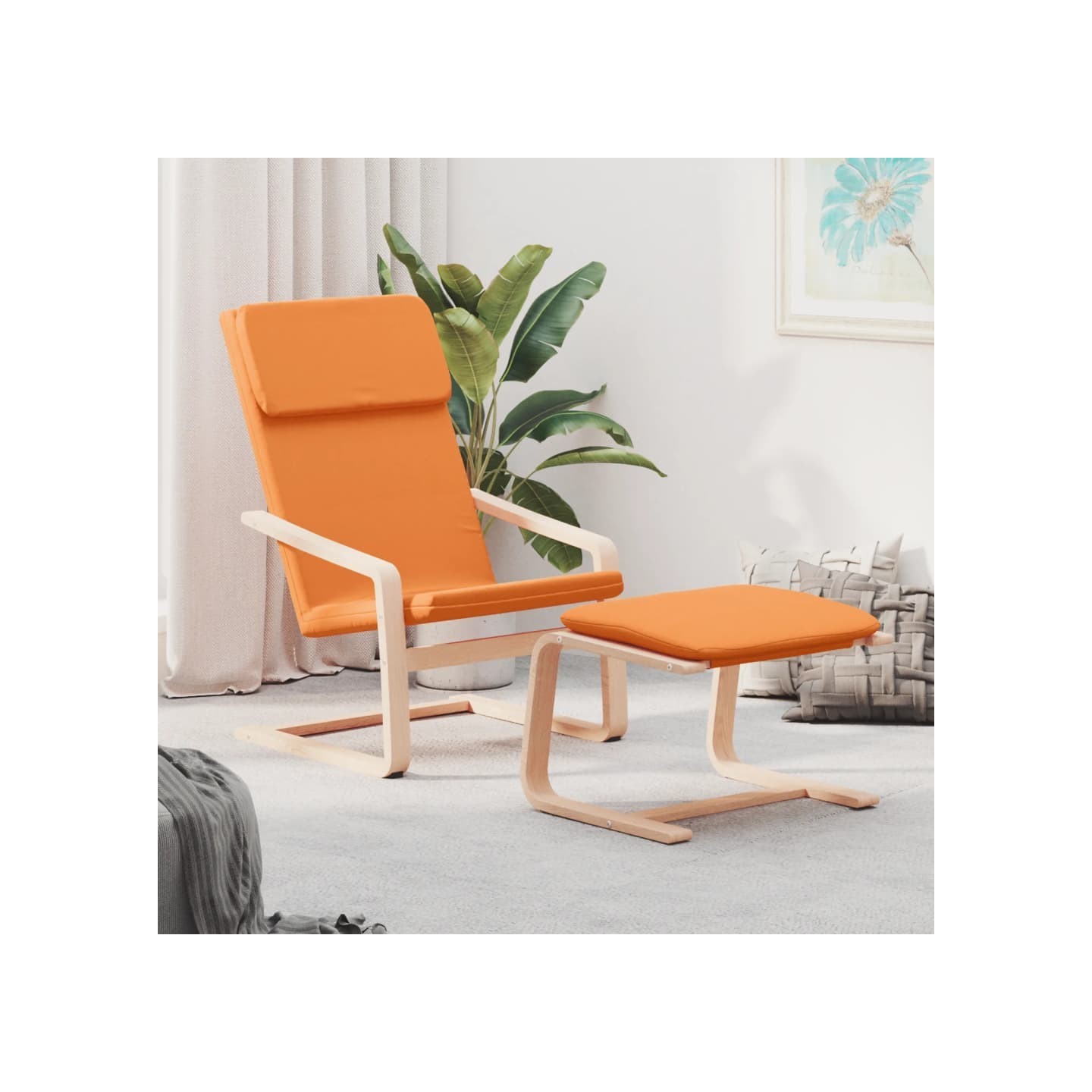 Chaise de relaxation avec repose-pied Jaune foncé Tissu