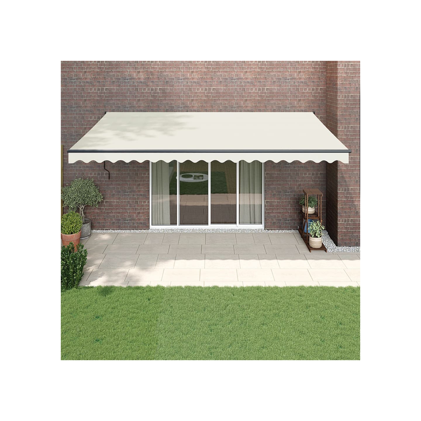 Auvent rétractable crème 5x3 m tissu et aluminium