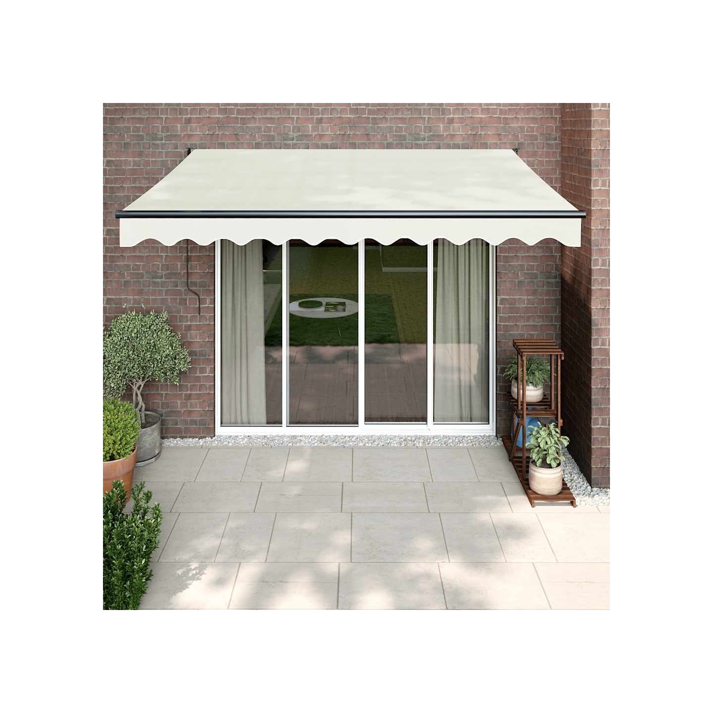 Auvent rétractable crème 3x2,5 m tissu et aluminium