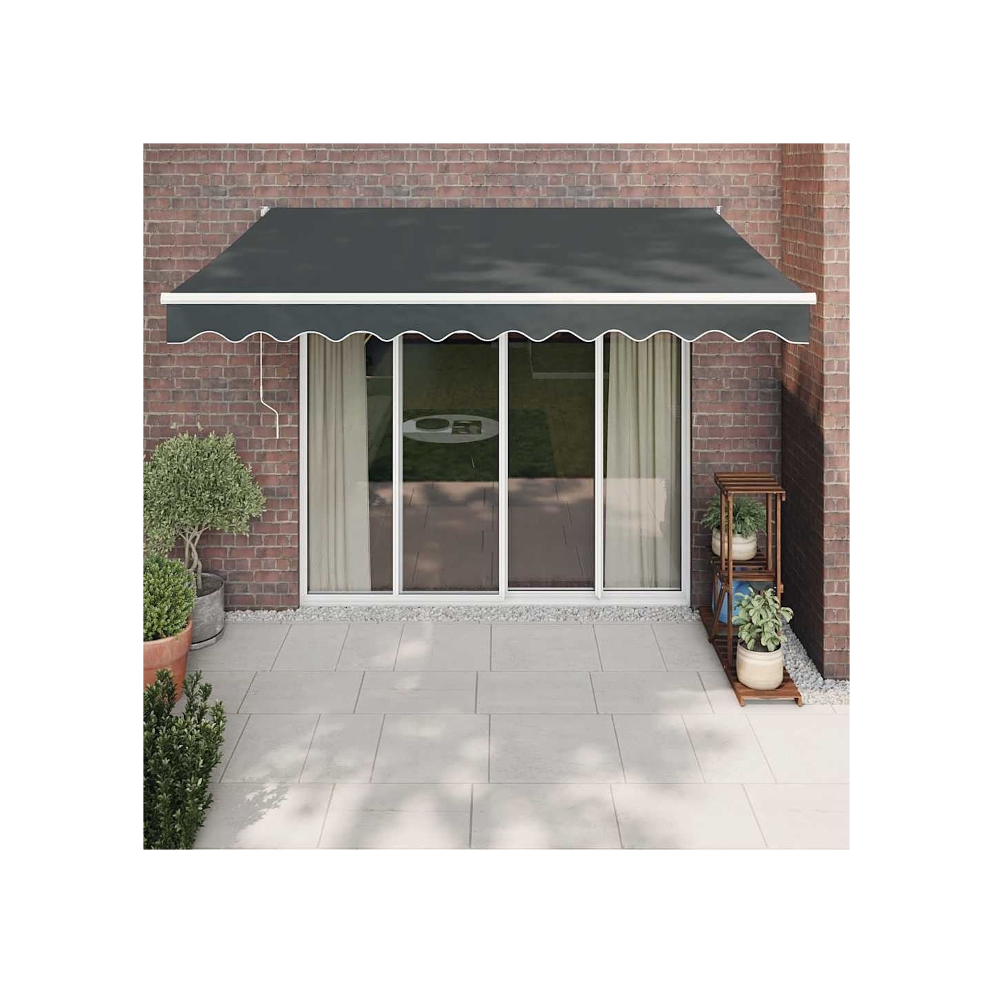 Auvent rétractable anthracite 3,5x2,5 m tissu et aluminium