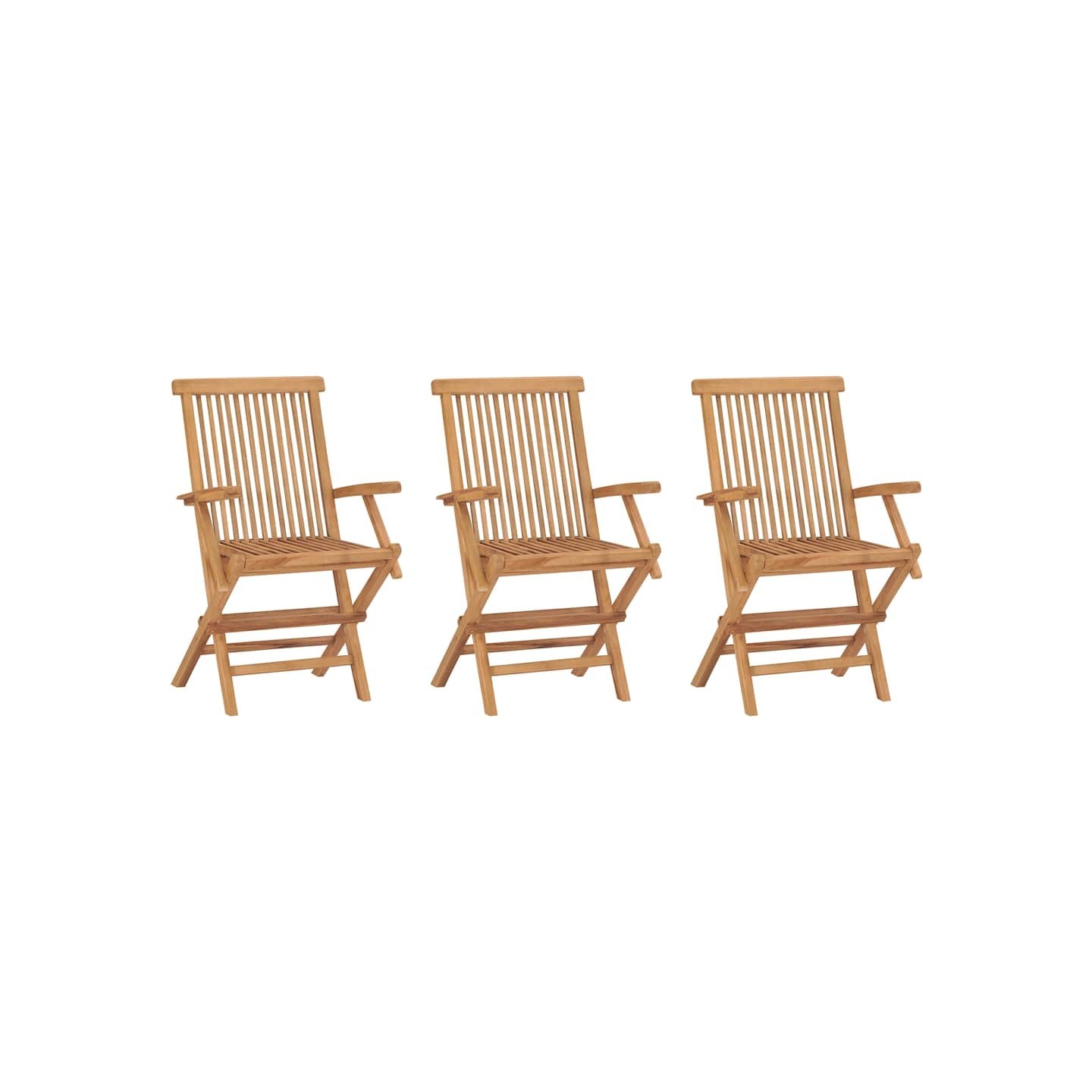 Chaises pliantes 3 pièces en teck massif