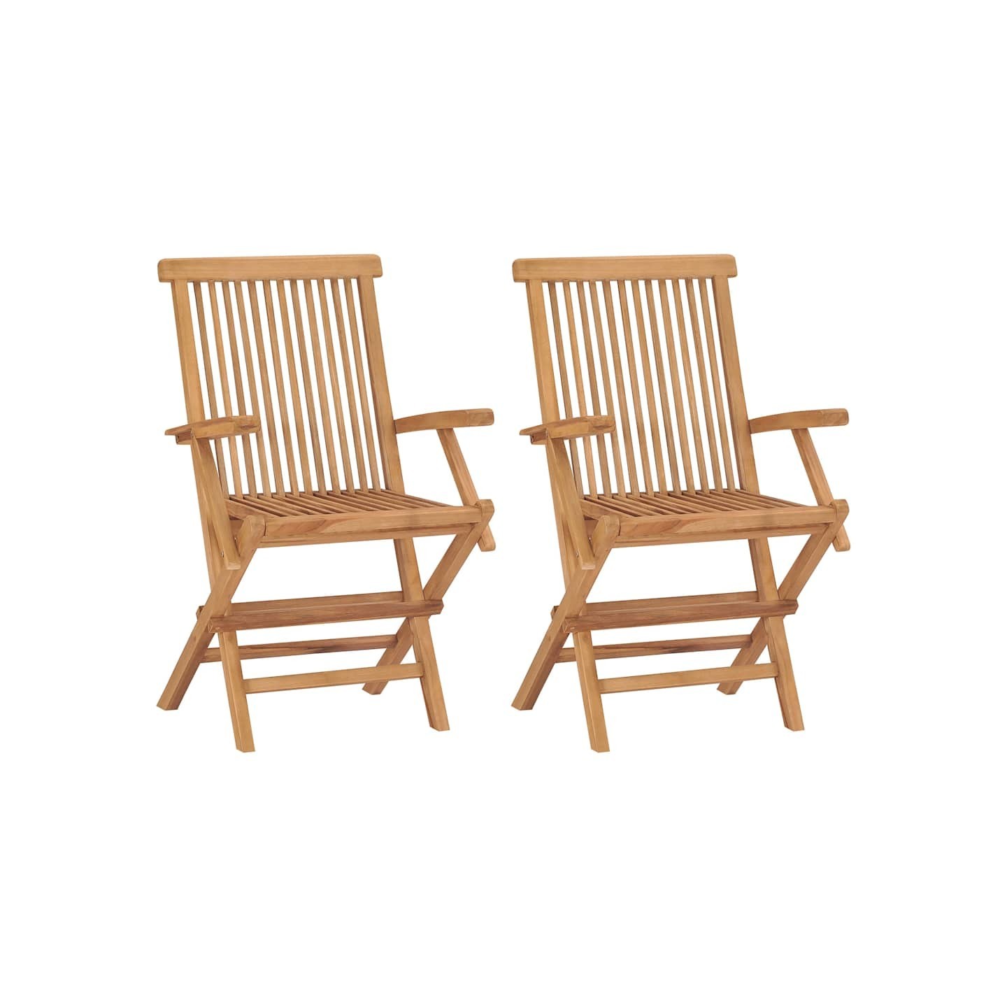 Chaises pliantes 2 pièces en bois de teck massif