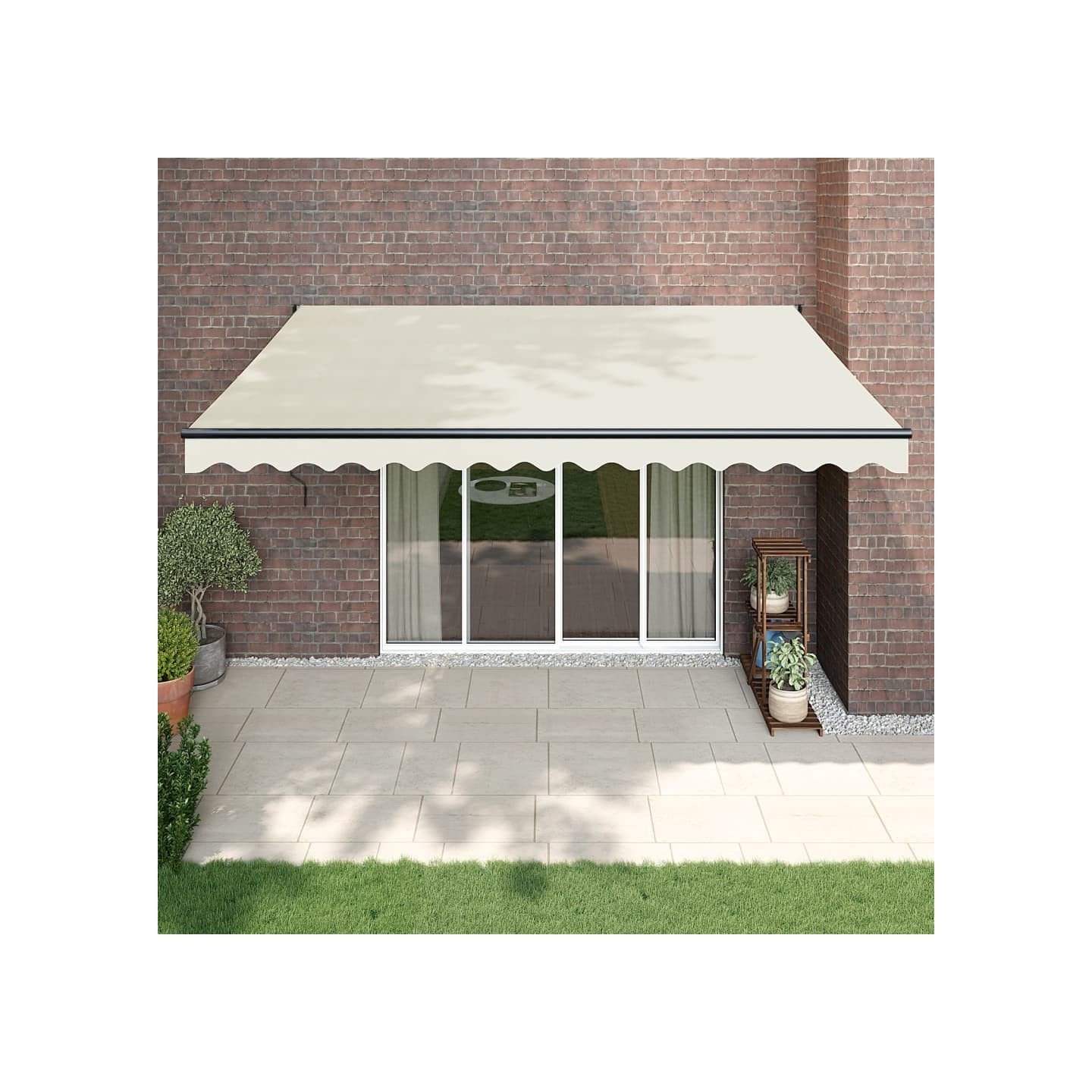 Auvent rétractable crème 4,5x3 m tissu et aluminium