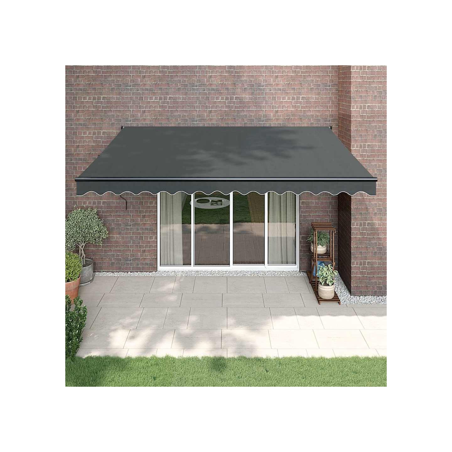 Auvent rétractable anthracite 4,5x3 m tissu et aluminium