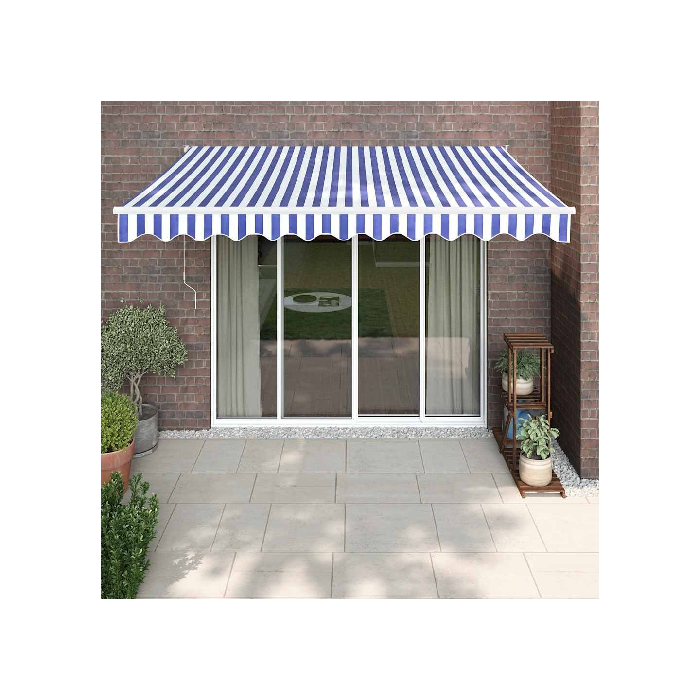 Auvent rétractable automatique bleu et blanc 3,5x2,5 m