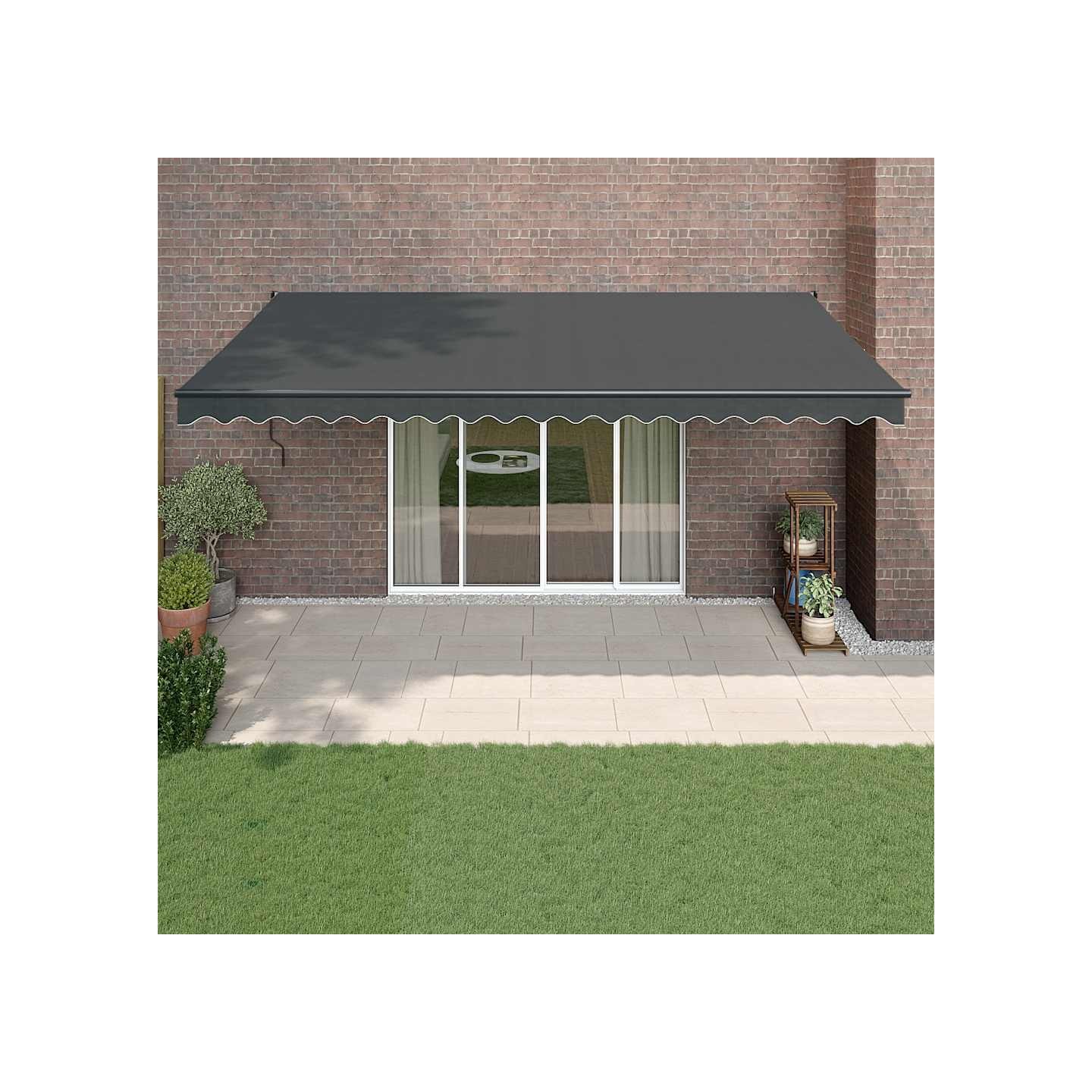 Auvent rétractable anthracite 5x3 m tissu et aluminium