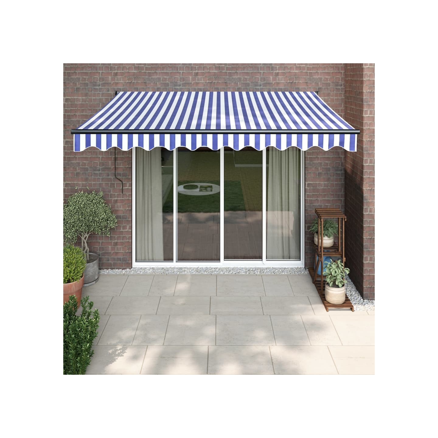 Auvent rétractable automatique bleu et blanc 3x2,5 m