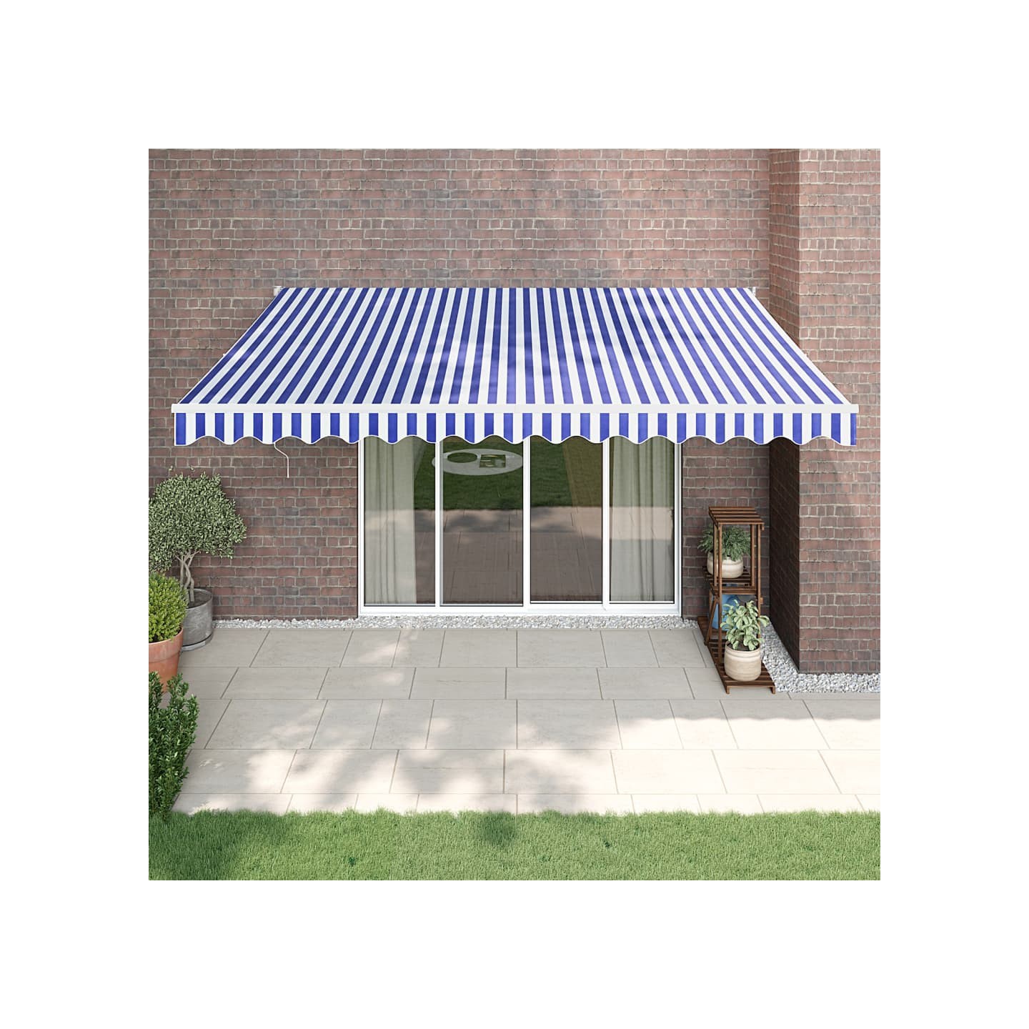 Auvent rétractable automatique bleu et blanc 4x3 m