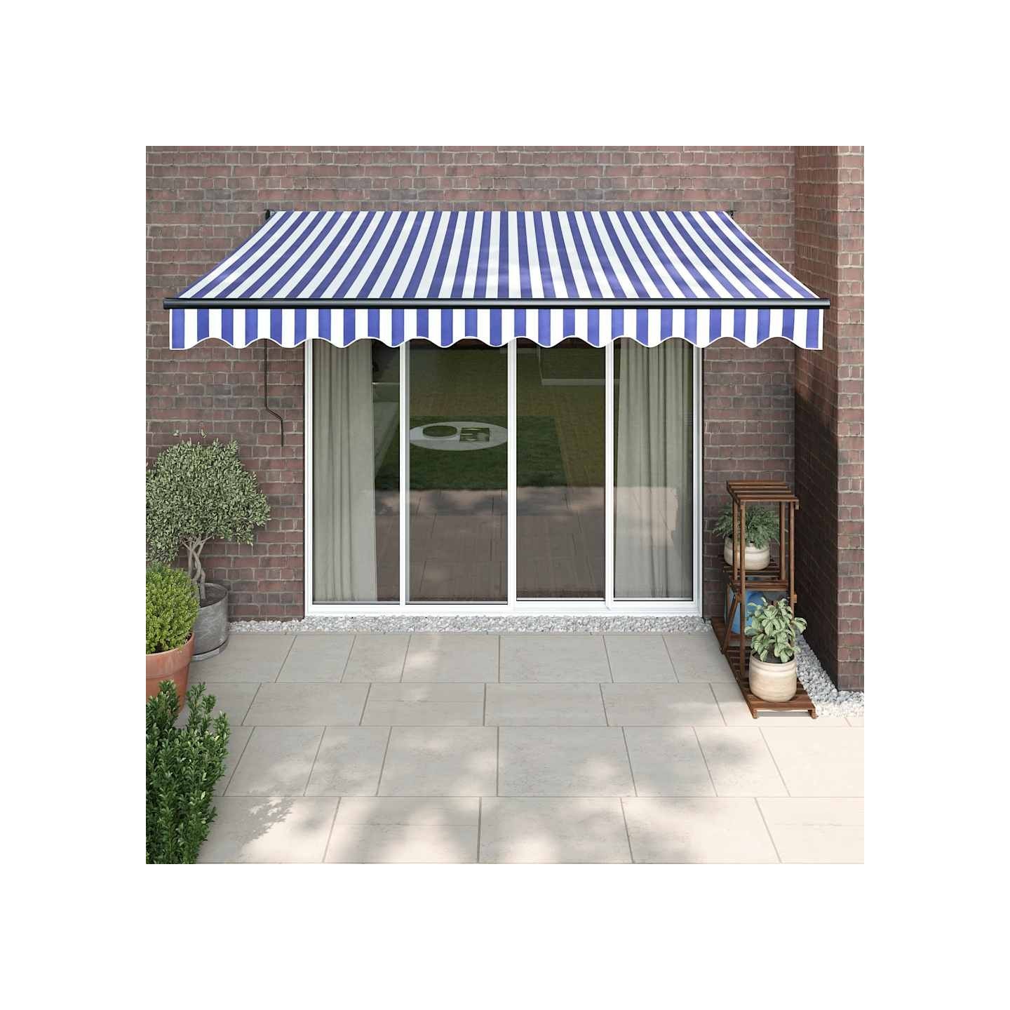 Auvent rétractable automatique bleu et blanc 3,5x2,5 m