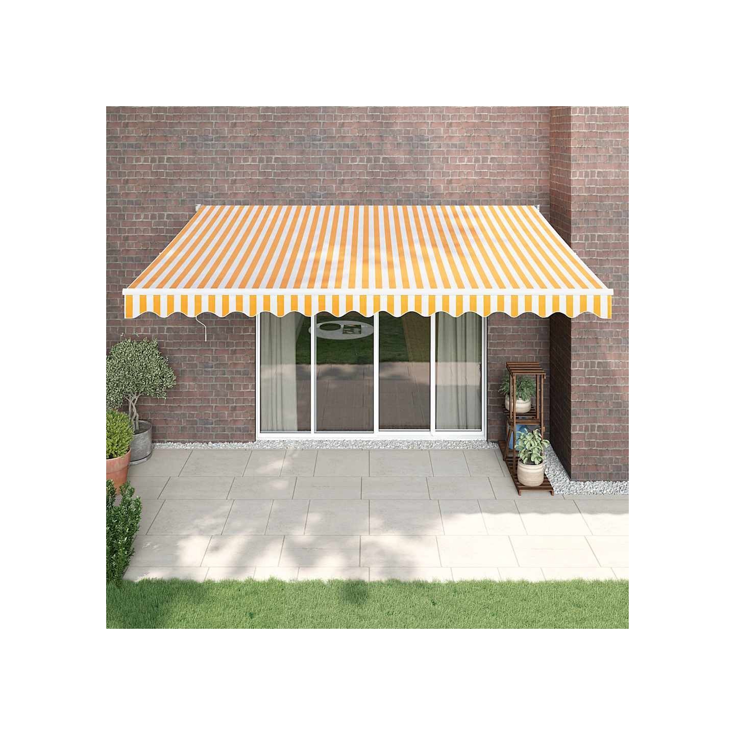 Auvent rétractable automatique jaune et blanc 4x3 m