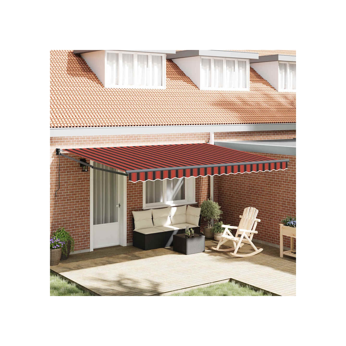 Auvent rétractable orange et marron 4,5x3 m tissu et aluminium