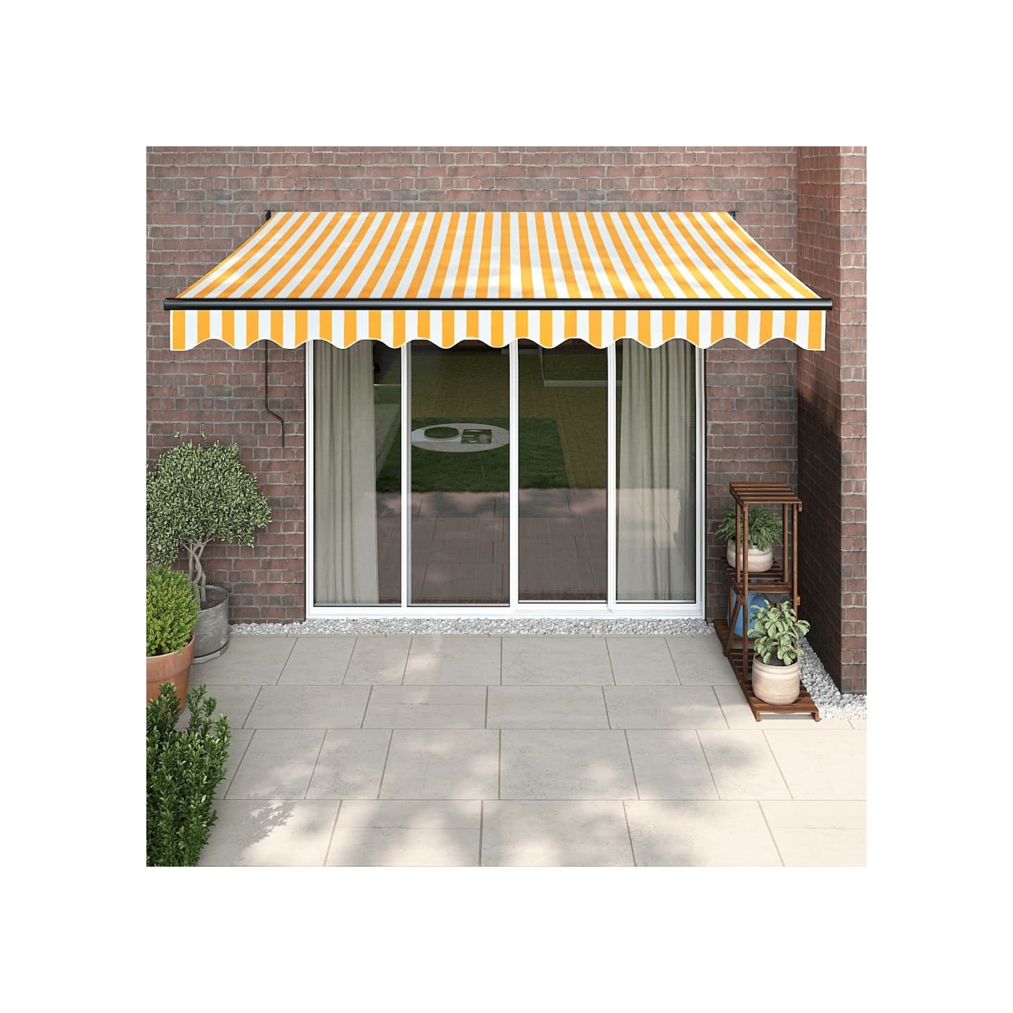 Auvent rétractable automatique jaune et blanc 3x2,5 m