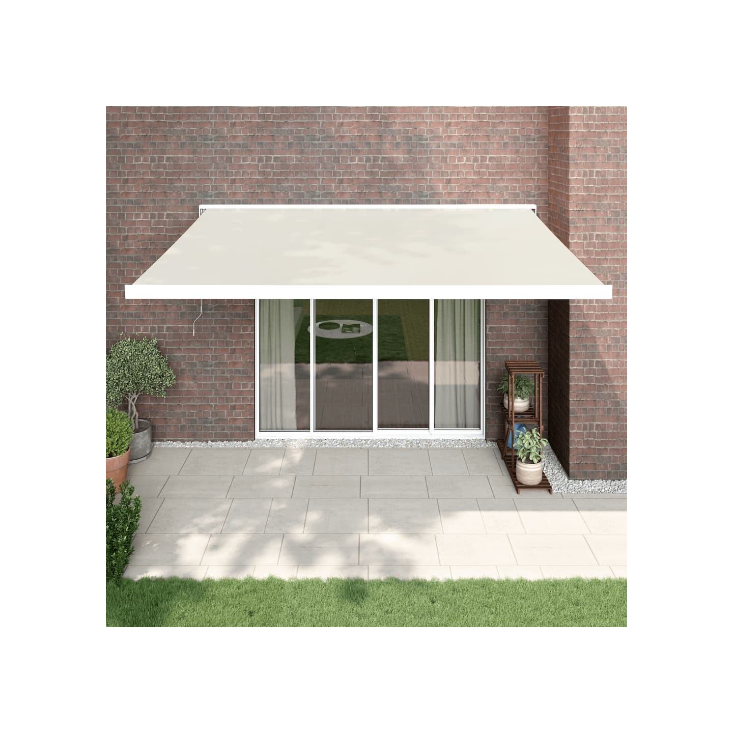 Auvent rétractable crème 4x3 m tissu et aluminium