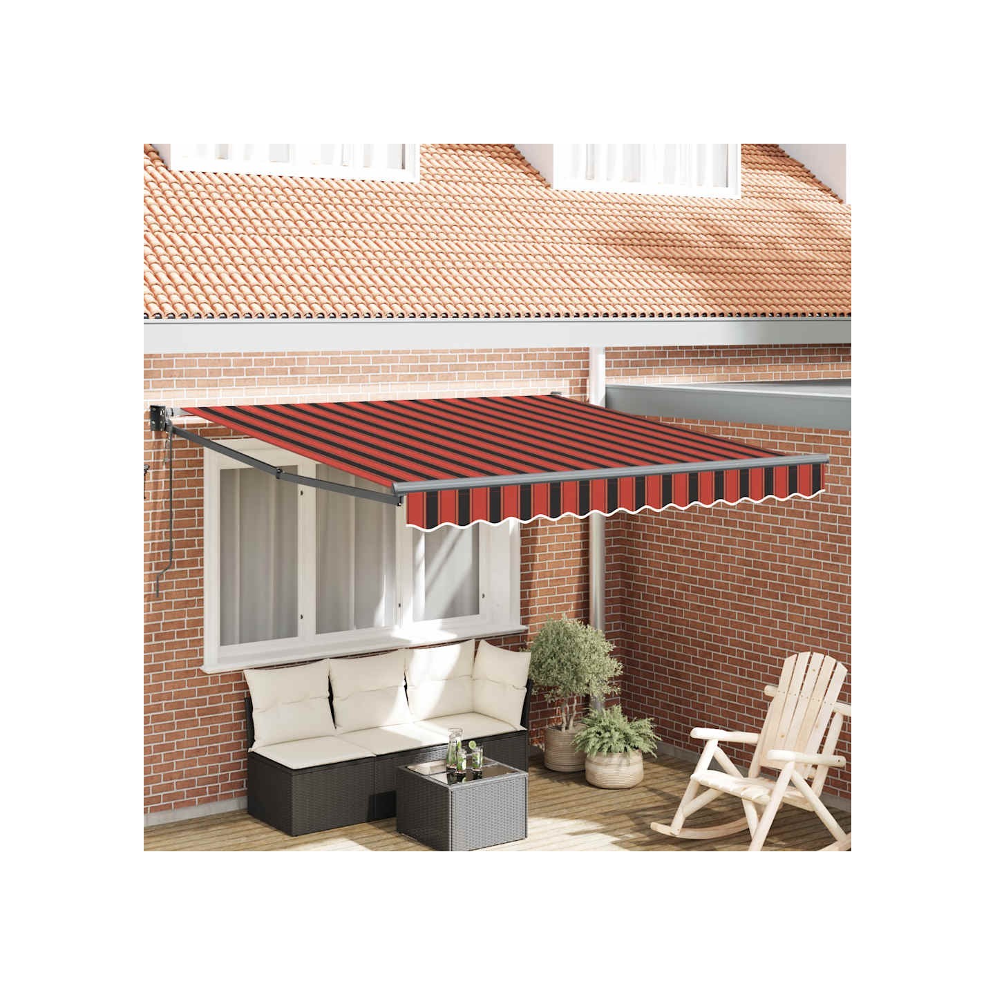 Auvent rétractable automatique orange et marron 3,5x2,5 m
