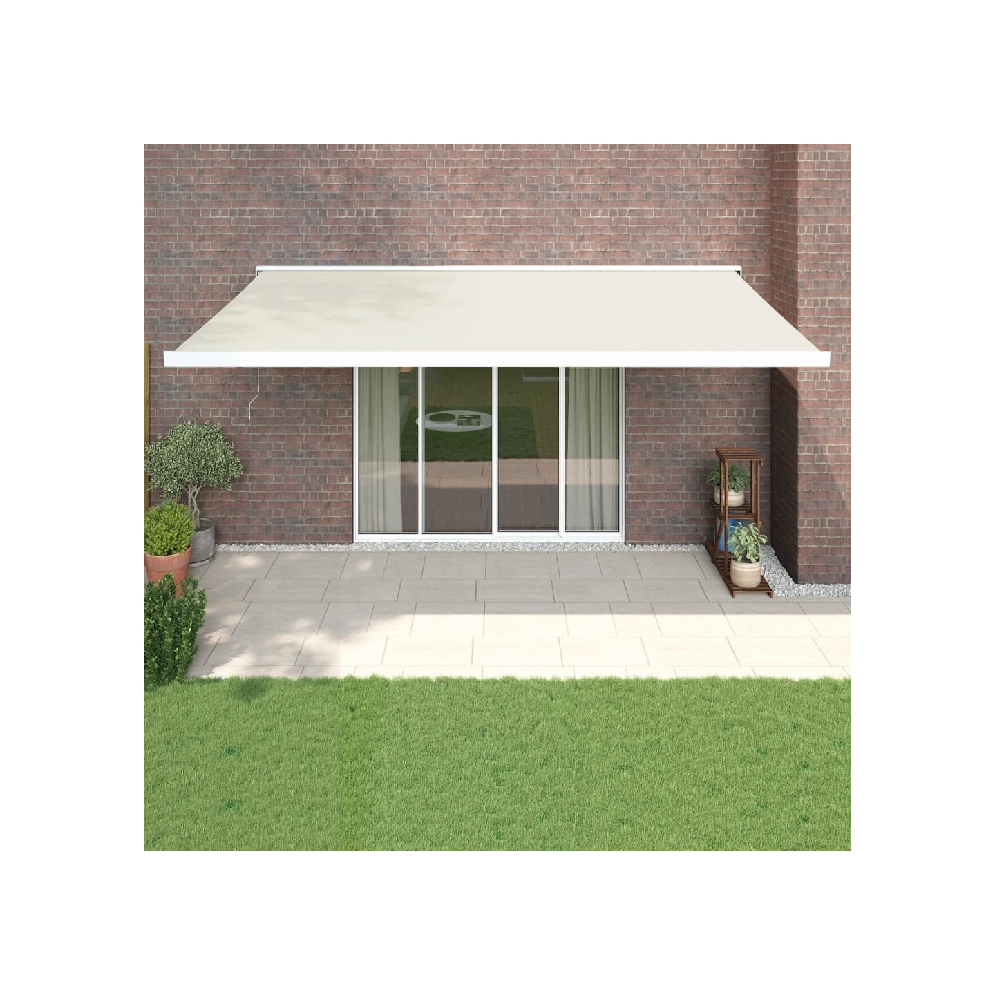Auvent rétractable crème 5x3 m tissu et aluminium