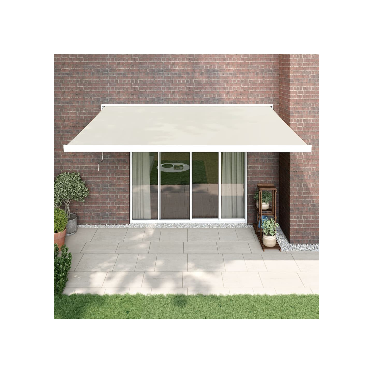 Auvent rétractable crème 4,5x3 m tissu et aluminium