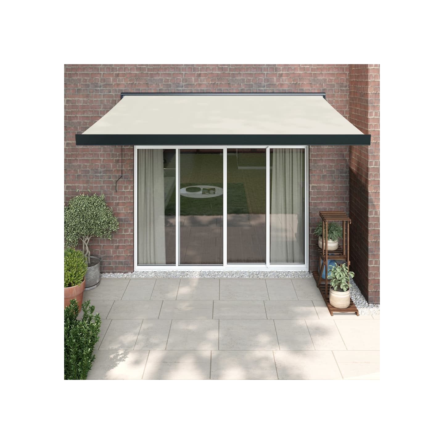 Auvent rétractable crème 3,5x2,5 m tissu et aluminium