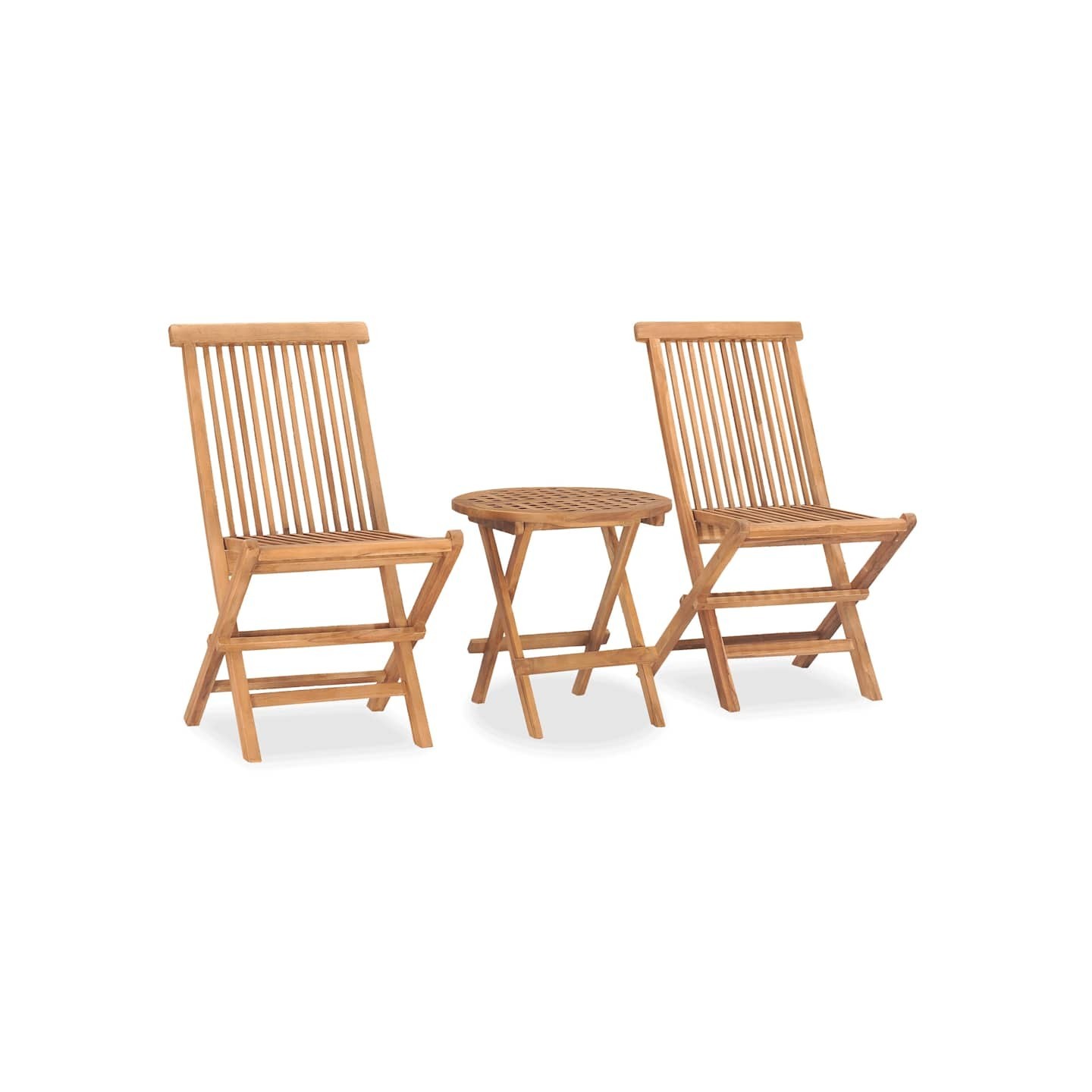 Ensemble à manger d'extérieur pliable 3 pcs bois solide de teck