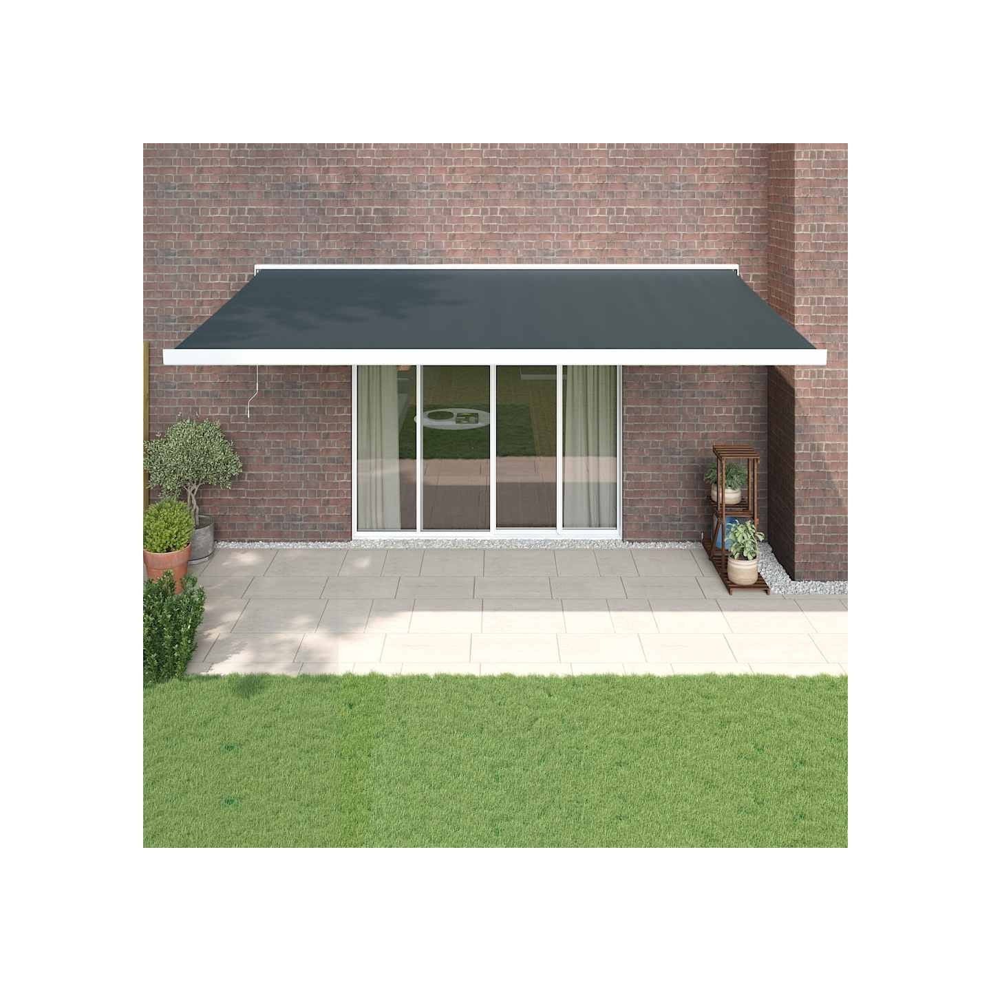 Auvent rétractable anthracite 5x3 m tissu et aluminium