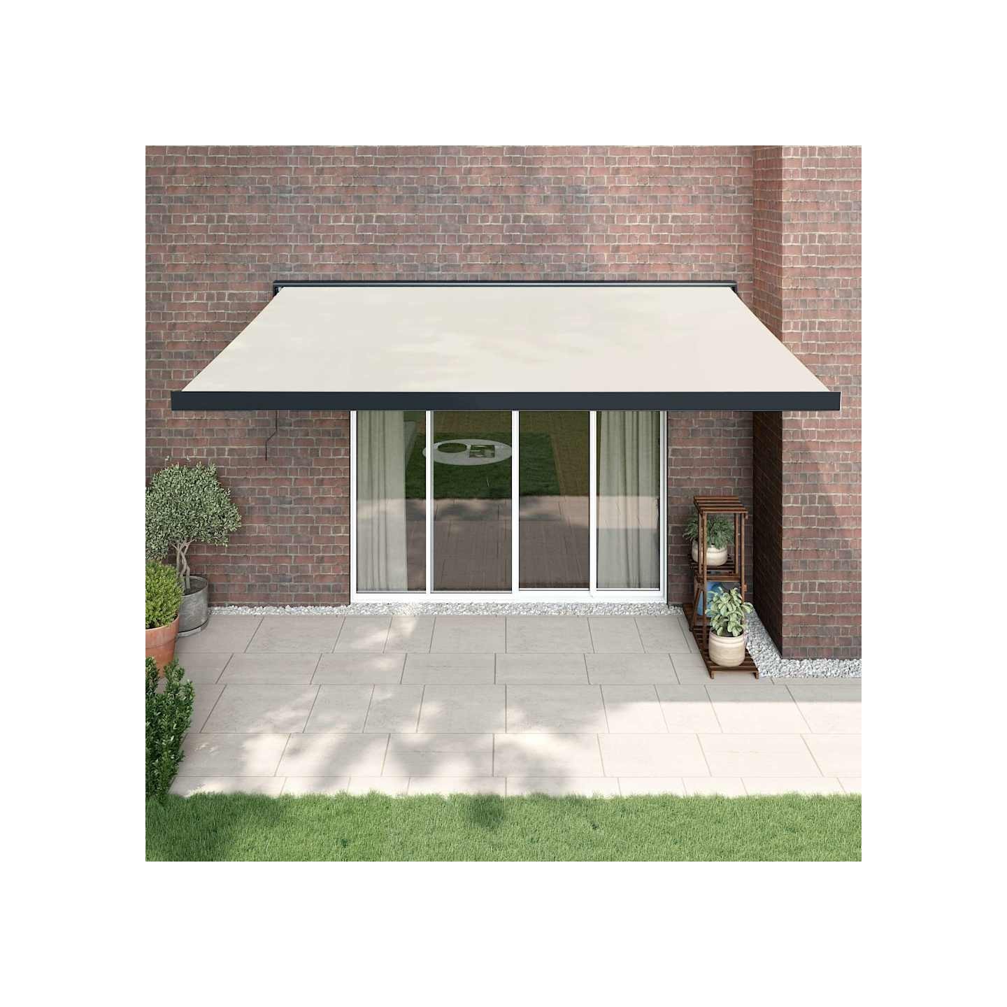 Auvent rétractable crème 4,5x3 m tissu et aluminium