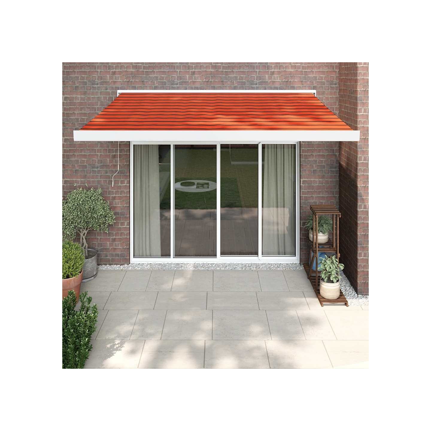 Auvent rétractable orange et marron 3,5x2,5m tissu et aluminium