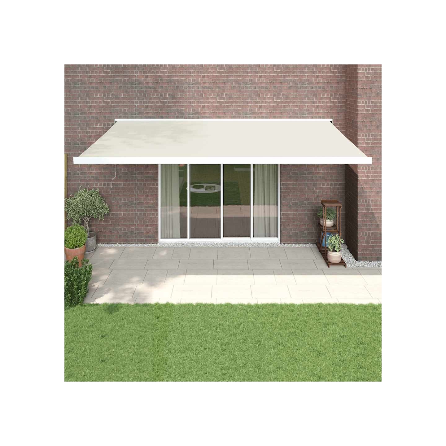 Auvent rétractable crème 5x3 m tissu et aluminium
