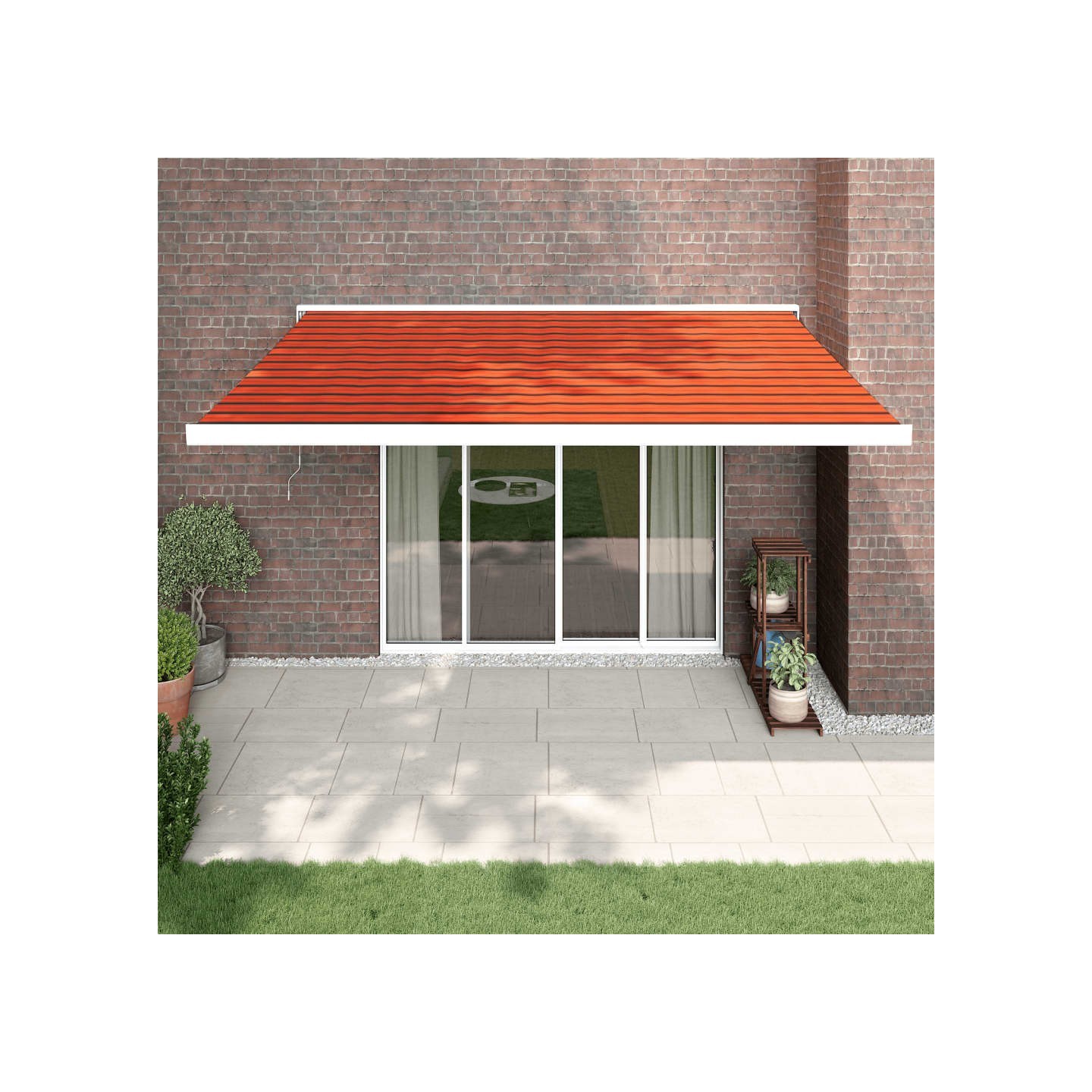 Auvent rétractable orange et marron 4,5x3 m tissu et aluminium