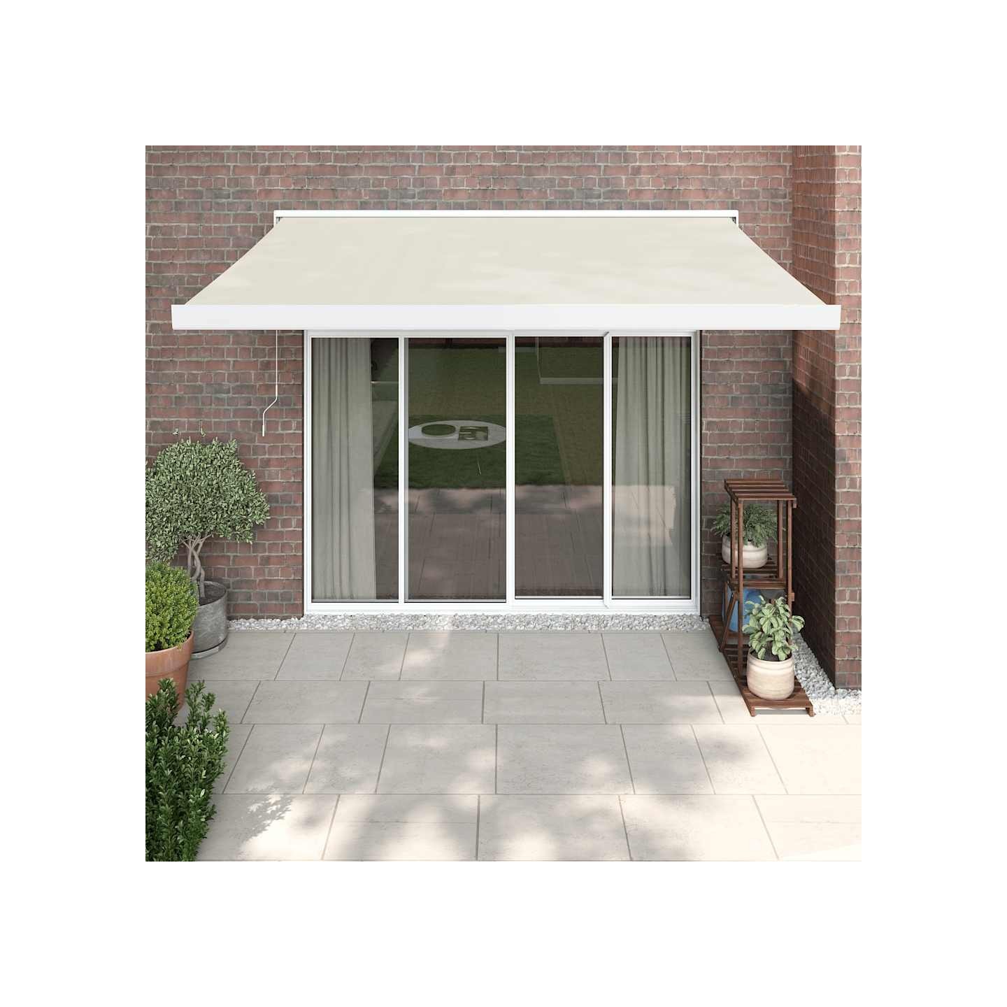 Auvent rétractable crème 3,5x2,5 m tissu et aluminium