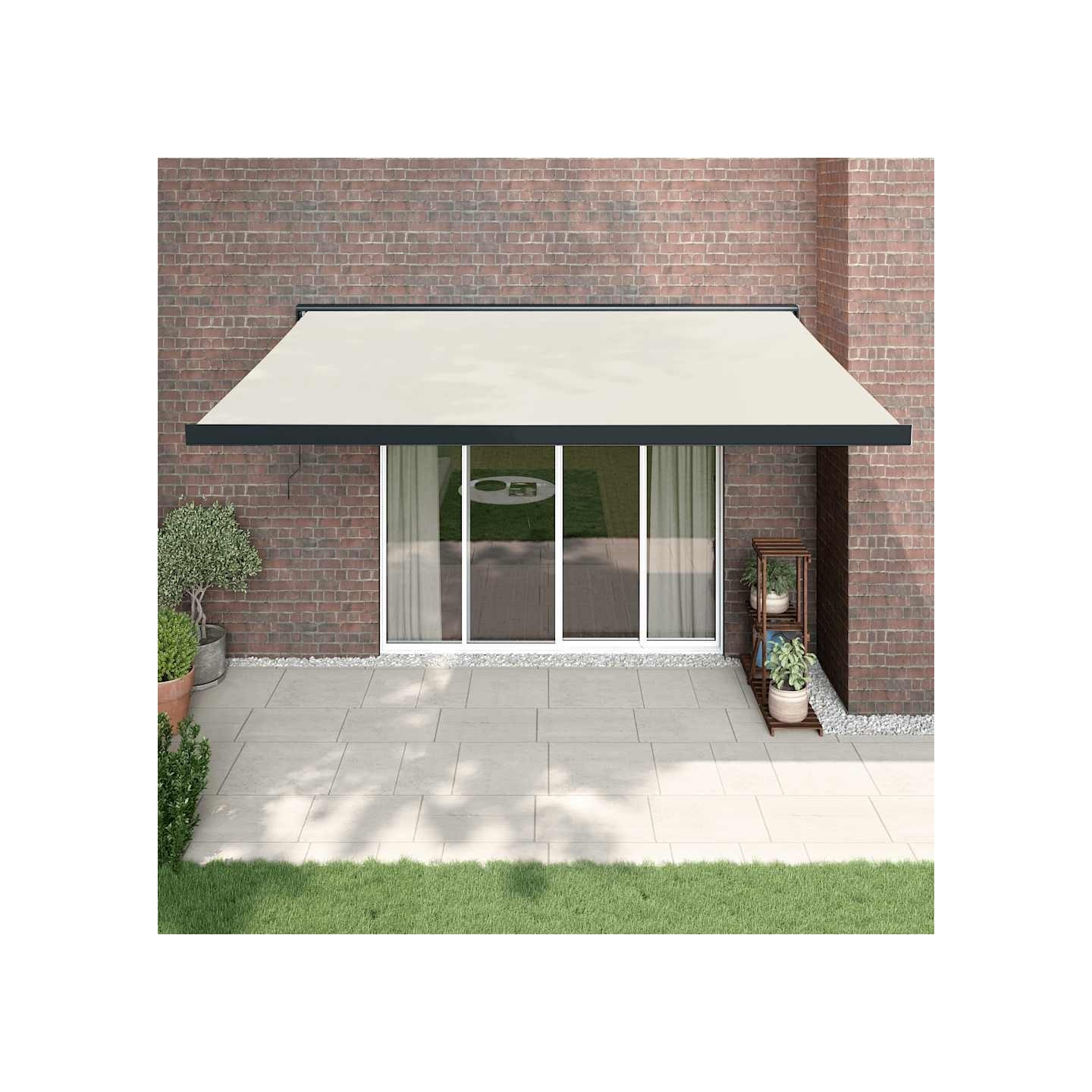 Auvent rétractable crème 4,5x3 m tissu et aluminium