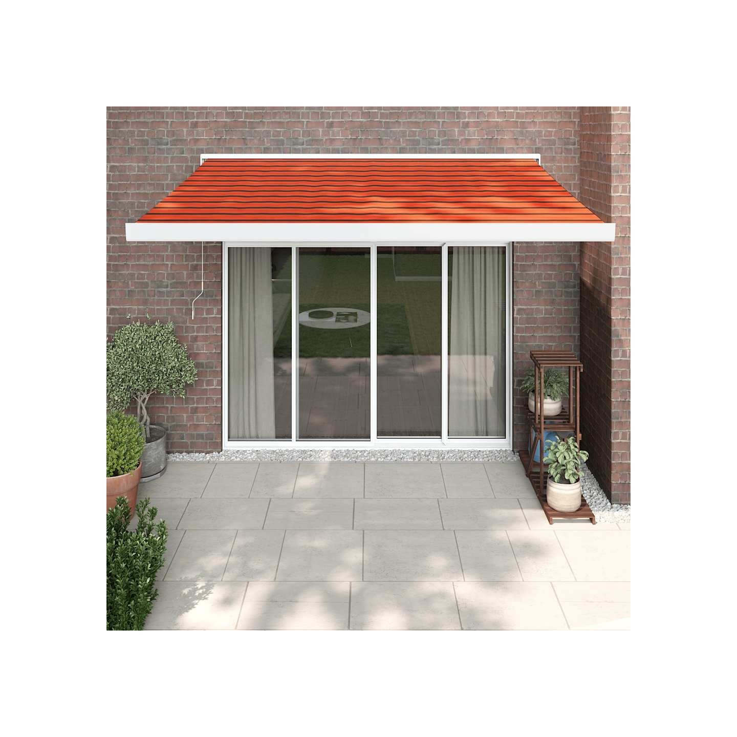 Auvent rétractable orange et marron 3,5x2,5m tissu et aluminium