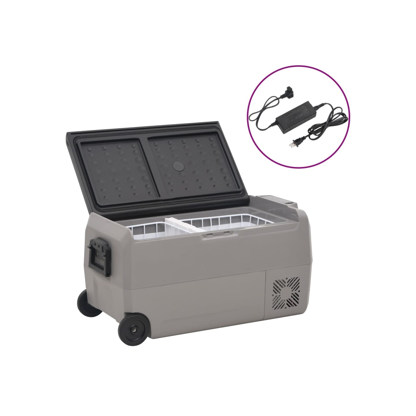 Glacière avec roue et adaptateur noir et gris 36 L PP et PE