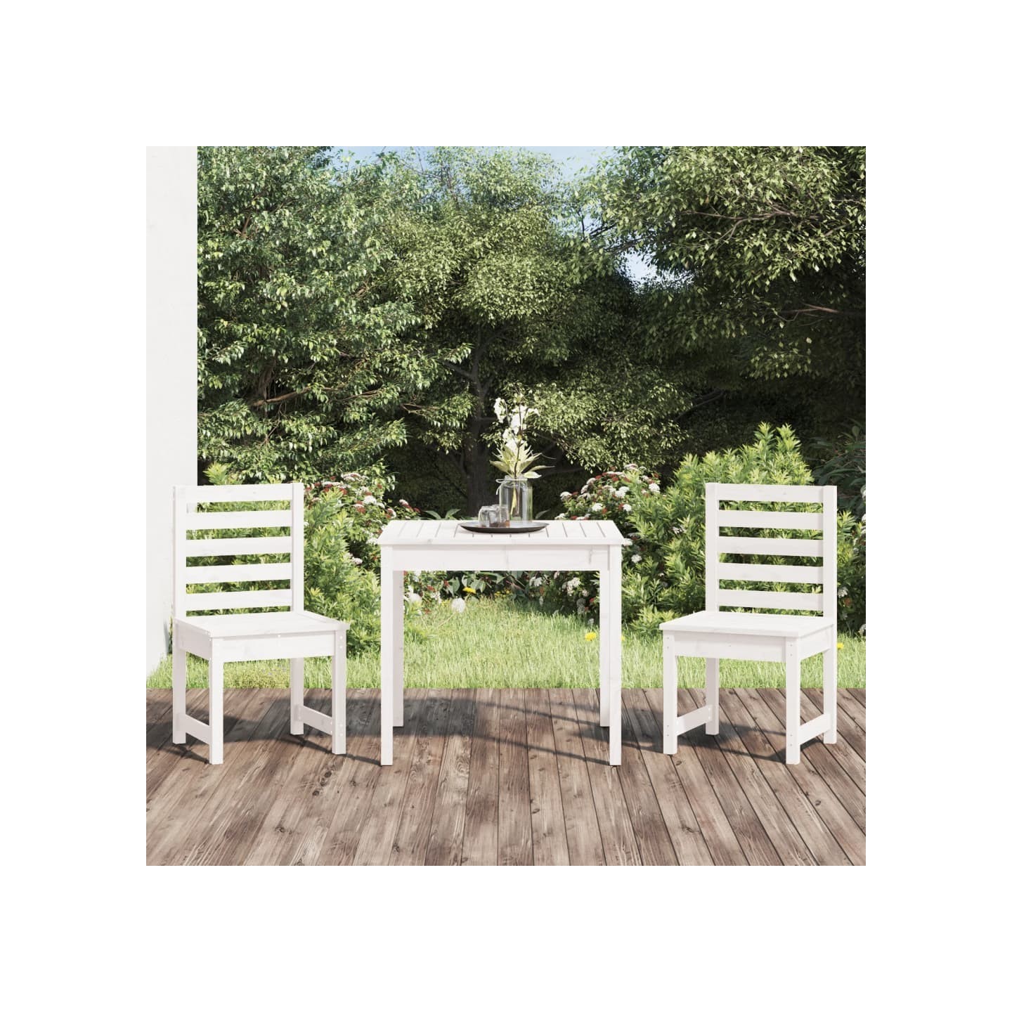 Ensemble de bistrot de jardin 3 pcs blanc bois de pin massif