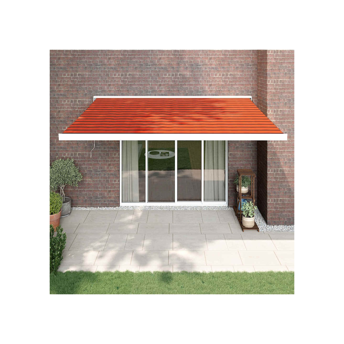 Auvent rétractable orange et marron 4,5x3 m tissu et aluminium