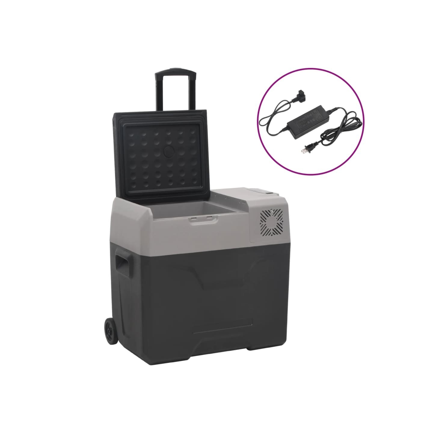 Glacière avec roue et adaptateur noir et gris 30L polypropylène