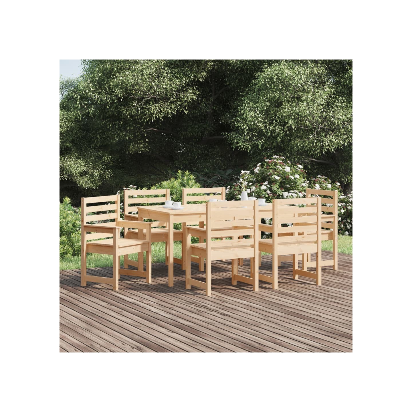 Ensemble à manger de jardin 7 pcs bois massif de pin
