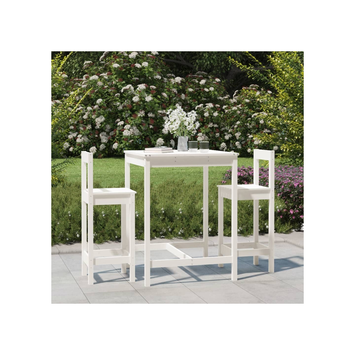 Ensemble de bar de jardin 3 pcs blanc bois de pin massif