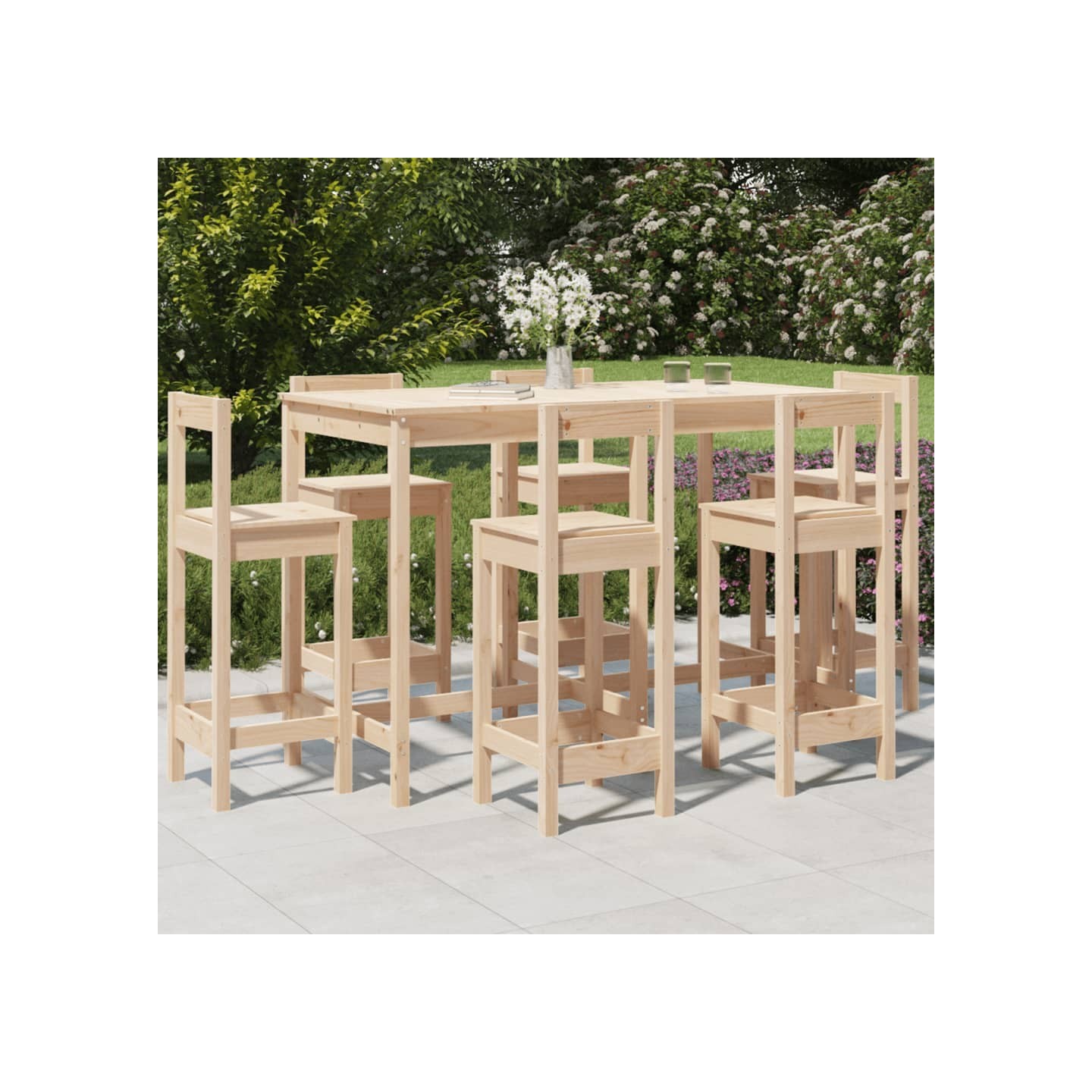 Ensemble de bar de jardin 7 pcs Bois de pin massif